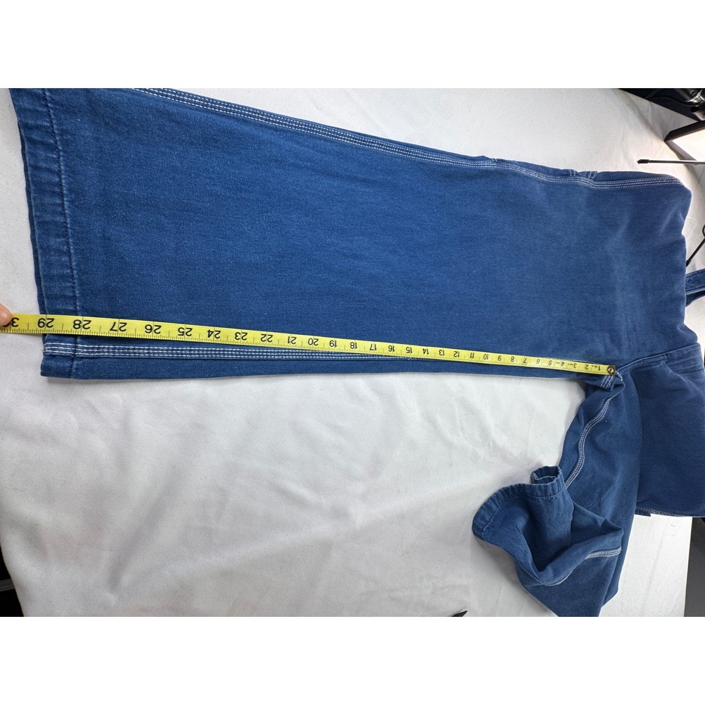 Liberty Overalls Vintage Denim Floral Embroidery Lace Trim Carpenter Blue L/XL - Picture 10 of 16